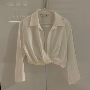 Modern white blouse, Zara, adjust in waist